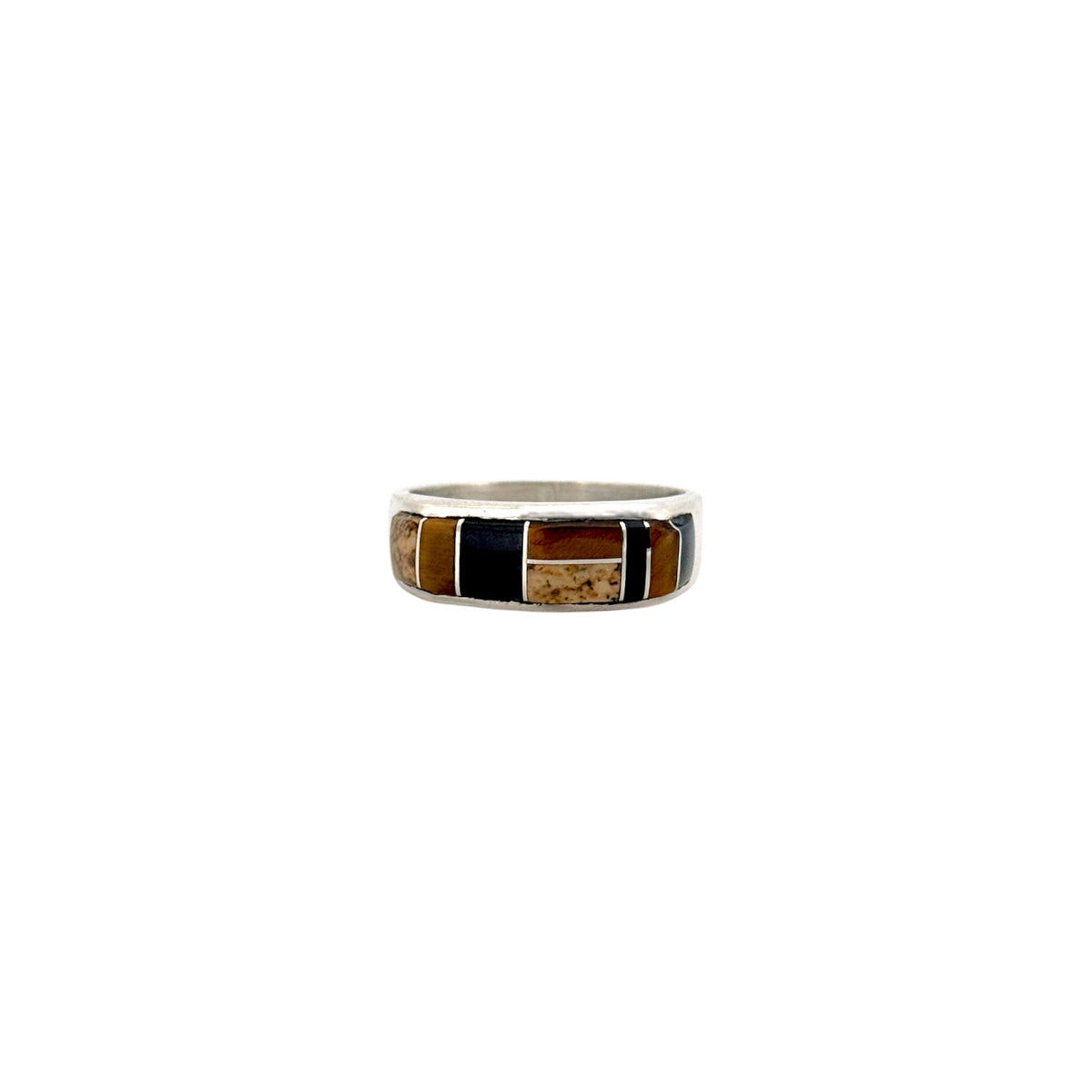 Arnold Yazzie, Ring, Multi-Stone, Sterling Silver, Navajo Handmade 