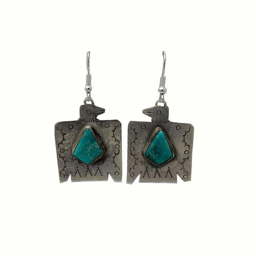 Fred Begay, Earring, Thunderbird, Kingman Turquoise, Navajo, 2