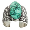 Calvin Martinez, Bracelet, Variscite, Stamped, Silver, Navajo Handmade, 7 1/4"