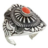 Thomas Jim, Bracelet, Mediterranean Coral, Repousse, Navajo Handmade, 6 1/2"