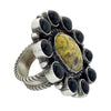 Devin Brown, Ring, Bumble Bee Jasper, Black Onyx, Navajo Handmade, Adjustable