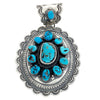 Hank Vandever, Cluster Pendant, Kingman Turquoise, Navajo Handmade, 3 3/4"