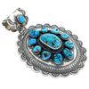 Hank Vandever, Cluster Pendant, Kingman Turquoise, Navajo Handmade, 3 3/4"