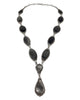 Freddie Maloney, Necklace, Obsidian, Sterling Silver, Navajo Handmade, 34”