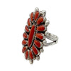 Lorraine Waatsa, Ring, Mediterranean Coral, Cluster, Zuni, 9