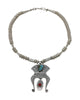 Mary Lou Begay, Necklace, Kingman Web Turquoise, Coral, Navajo, 19"