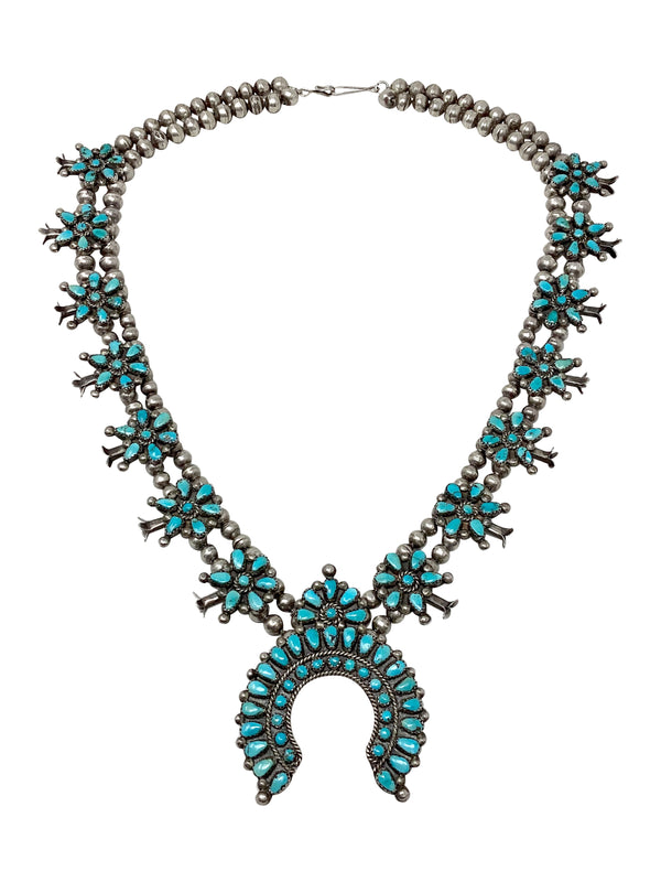 Vintage Collection, Squash Blossom, Necklace, Nevada Turquoise, Circa 1950s, 27