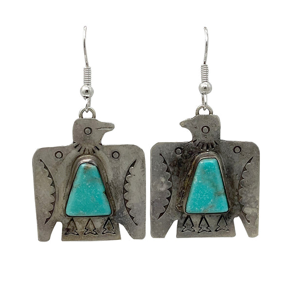 Fred Begay, Earring, Thunderbird, Kingman Water Web Turquoise, Navajo, 2