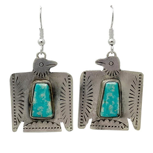 Fred Begay, Earring, Thunderbird, Kingman Water Web Turquoise, Navajo, 2