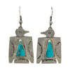 Fred Begay, Earring, Thunderbird, Persian Turquoise, Navajo, 2 1/8"