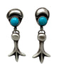 Martha Cayatineto, Earrings, Sandcast, Kingman Turquoise, Navajo, 1 3/4"