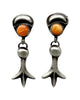 Martha Cayatineto, Earrings, Sandcast, Orange Spiny Oyster Shell, Navajo, 1 3/4"