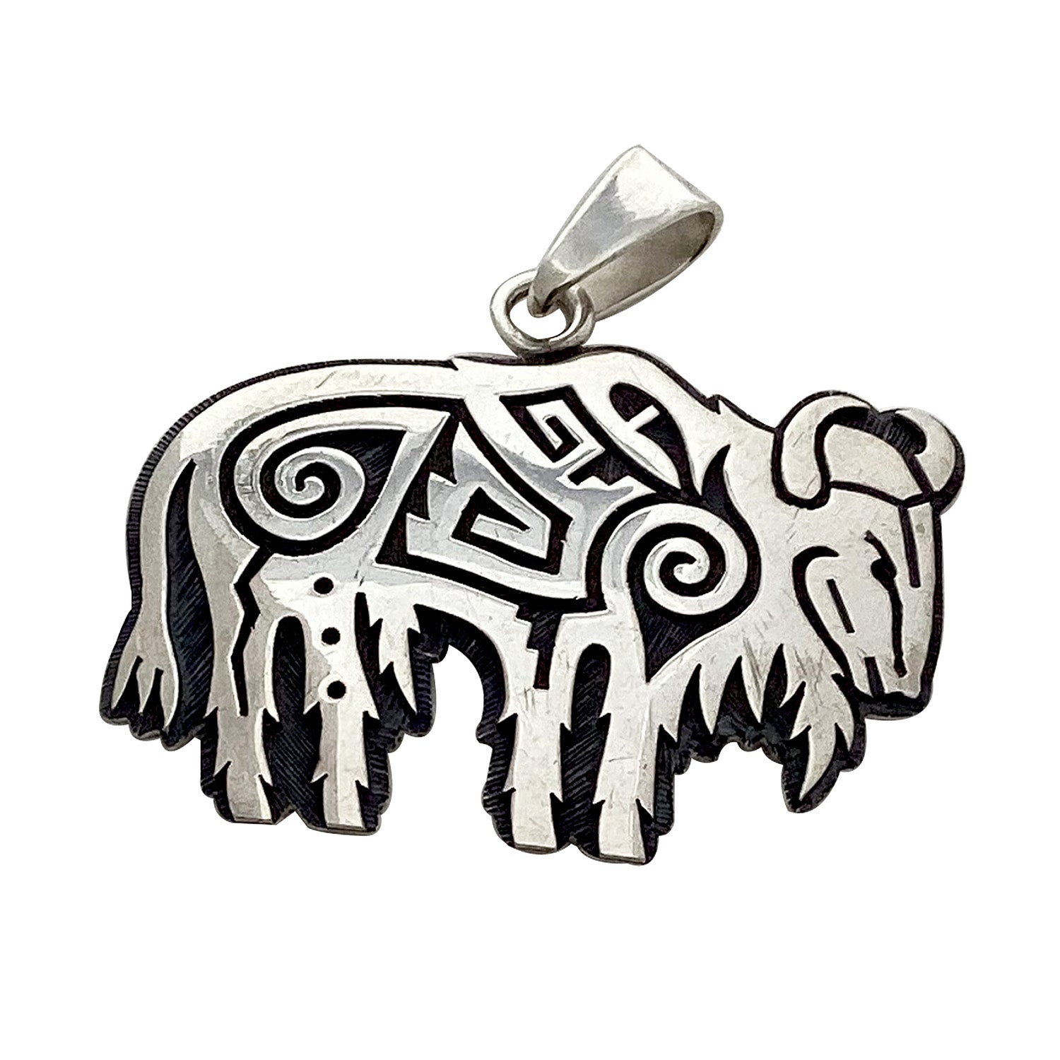 Ruben Saufkie, Pendant, Buffalo, Hopi, 1 3/4