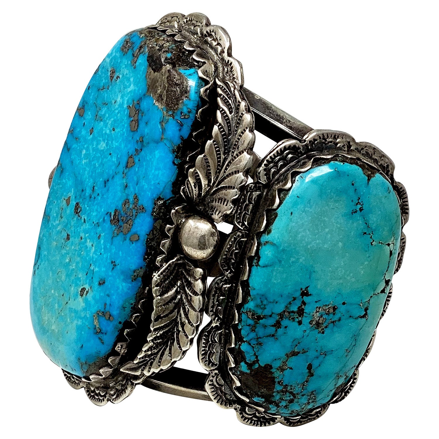 Leonard Martza, Bracelet, Vintage, Morenci Turquoise, Zuni, 6 3/4