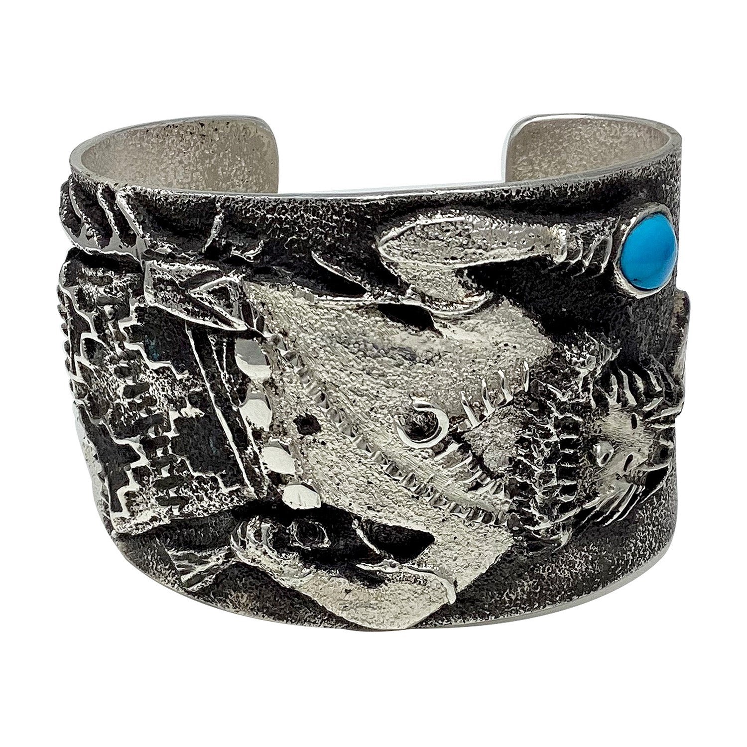 Fabulous Native American Navajo Kingman Turquoise Sterling Silver Kachina Ring Fabulous Native American Navajo Kingman Turquoise Sterling Silver Kachina Ring