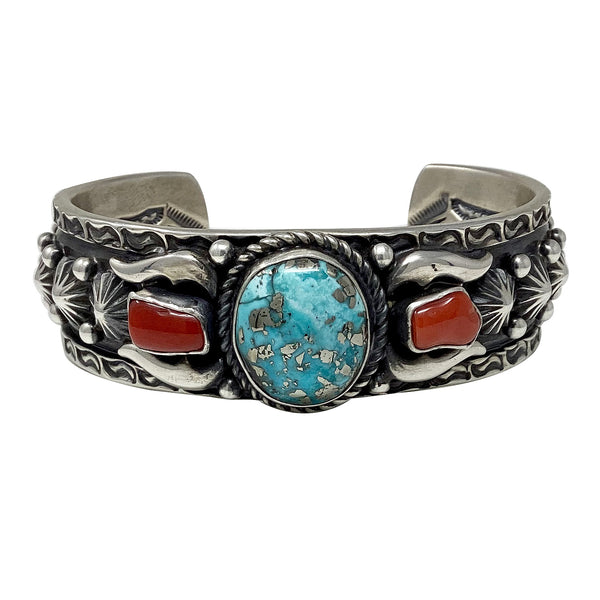 Roland Dixson, Bracelet, Ithaca Peak Turquoise, Coral, Navajo, 7