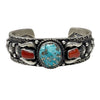 Roland Dixson, Bracelet, Ithaca Peak Turquoise, Coral, Navajo, 7"