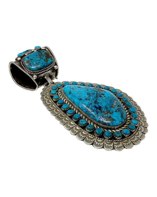 Larry Etcitty, Pendant, Kingman Turquoise, Navajo, 5 1/2