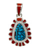 Vernon Haskie, Pendant, Egyptian Turquoise, Coral, Navajo, 2 3/4"