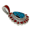 Vernon Haskie, Pendant, Egyptian Turquoise, Coral, Navajo, 2 3/4"