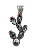 Richard Yazza, Pendant, Coral, White Buffalo Turquoise, Sterling Silver, Navajo, 4 3/4"