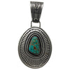 Calvin Martinez, Pendant, Pilot Mountain Turquoise, Sterling Silver, Navajo Handmade, 3"