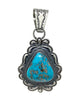 Roland Dixson, Pendant, Persian Turquoise, Sterling Silver, Navajo Handmade, 4 1/4"