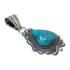 Roland Dixson, Pendant, Persian Turquoise, Sterling Silver, Navajo Handmade, 4 1/4"