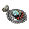 Hank Vandever, Pendant, Kingman Turquoise, Coral, Sterling Silver, Navajo, 3 3/4"