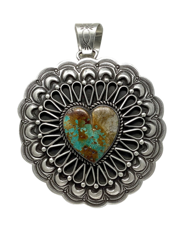 Geraldine James, Pendant, Pilot Mountain Turquoise, Navajo, 3 1/2