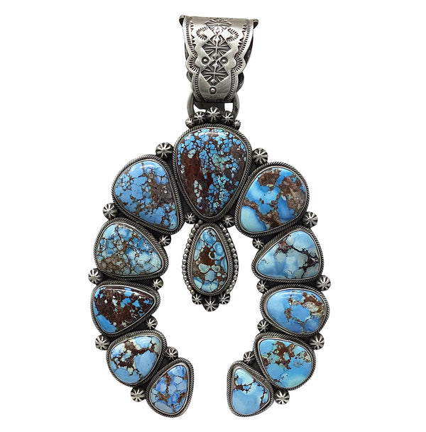 Freddie Maloney, Pendant, Golden Hills Turquoise, Sterling Silver, Navajo, 5