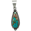 MB Hallmark, Pendant, Royston Turquoise, Sterling Silver, Navajo Handmade, 2 1/2"