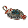 Michael Perry, Pendant, Coral, Kingman Turquoise, Sterling Silver, Navajo, 4"