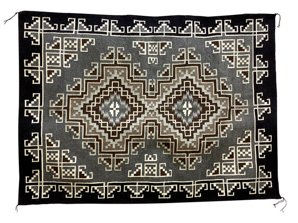 Maggie Elthie, Rug, Two Grey Hills, Navajo Handwoven, 47.5” x 67”