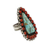 Devin Brown, Ring, Pilot Mountain Turquoise, Mediterranean Coral, Navajo, 10