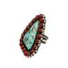 Devin Brown, Ring, Pilot Mountain Turquoise, Mediterranean Coral, Navajo, 10