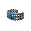 Lily Kee, Bracelet, Three Rows, Morenci Turquoise, Navajo, 7"