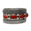 Tillie Jon, Bracelet, Coral, Sterling Silver, Navajo Handmade, 6 3/4"