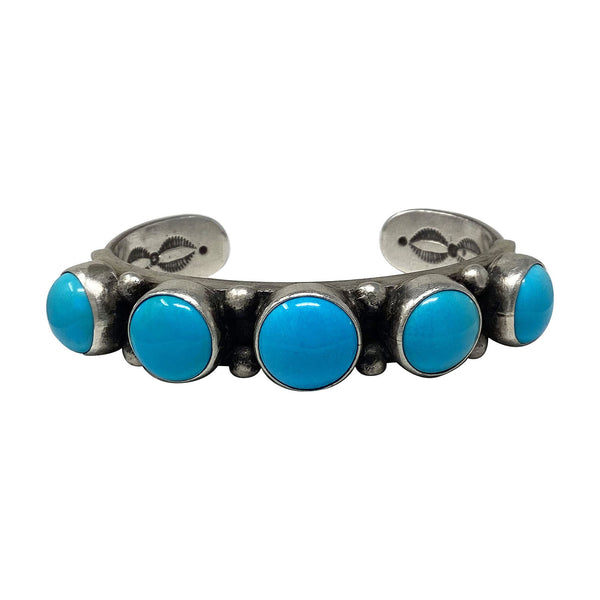 Herman Smith Jr, Bracelet, Kingman Turquoise, Sterling Silver, Navajo, 6.25