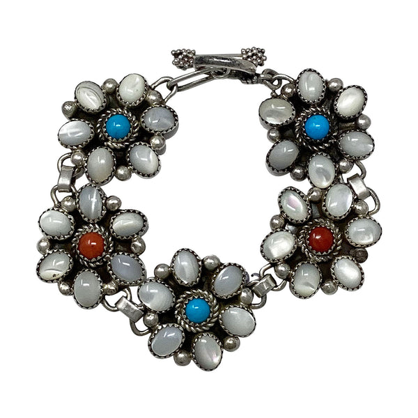 Lily Kee, Bracelet, Mother of Pearl, Coral, Sleeping Beauty, Navajo, 8