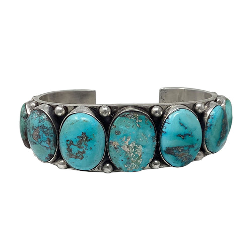 Dave Lister, Bracelet, Nevada Turquoise, Sterling Silver, Navajo, 7 1/4