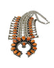 Joelias Draper, Necklace, Orange Spiny Oyster, Squash Blossom, Navajo, 24"