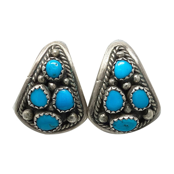 Vintage, Earring, Sleeping Beauty Turquoise, Sterling Silver, Navajo, Circa 1990s, 7/8