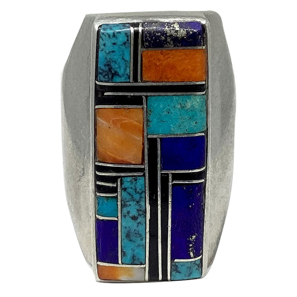 Vintage, Ring, Multicolor, Sterling Silver, Navajo Handmade, Circa 1990s, 10