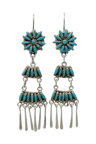 Vintage, Earring, Kingman Turquoise, Sterling Silver, Navajo, Circa 1990s, 4