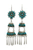 Vintage, Earring, Kingman Turquoise, Sterling Silver, Navajo, Circa 1990s, 4"