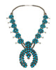 Freddie Maloney, Squash Blossom Necklace, Morenci Turquoise, Navajo, 26"