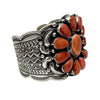 Tillie Jon, Bracelet, Red Spiny Oyster Shell, Silver, Cluster, Navajo, 7"