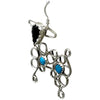 Ray Tolth, Earring, Sheep, Kingman Turquoise, Onyx, Navajo, 1 3/4"