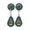 Jesse Johnson, Earrings, Inlay Sunface, Petit Point, Zuni, 3 1/4"